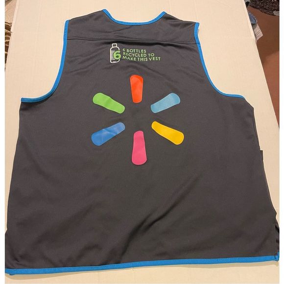 Walmart Vest Sz Large Gray Blue Work Uniform Proud Associate Zip Logo - Picture 8 of 10